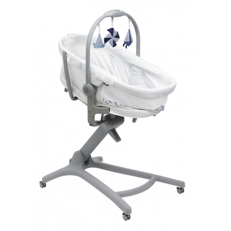 Chicco Baby Hug 5w1 Pro - łóżeczko, łóżeczko przenośne, leżaczek, krzesełko | White Cream
